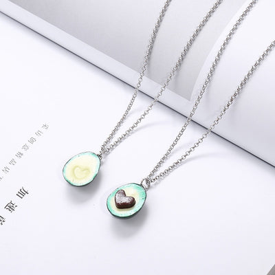 Avocado Heart Long Chain Necklaces