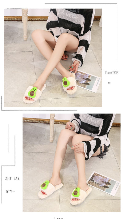 Avocado Ladies Home Plush Slippers