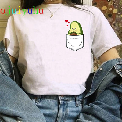 Kawaii Aesthetic Cartoon Avocado T-shirt