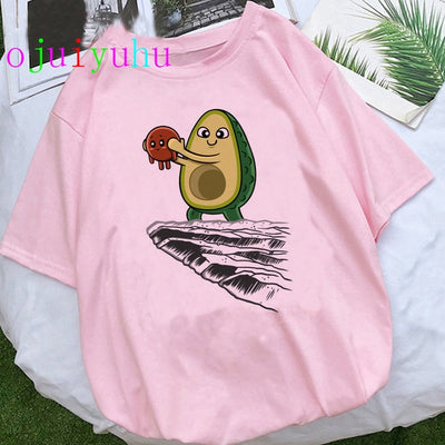 Kawaii Aesthetic Cartoon Avocado T-shirt