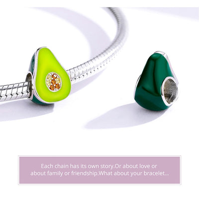 Sterling Silver Avocado Charm for 3mm Bracelet