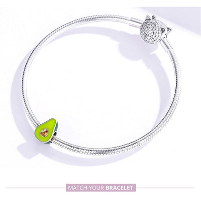 Sterling Silver Avocado Charm for 3mm Bracelet