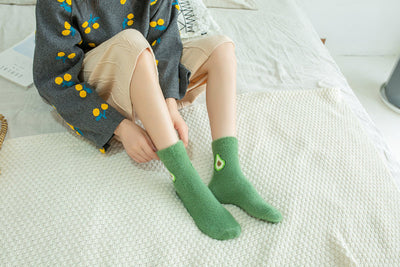 Winter Thick Avocado Floor Socks