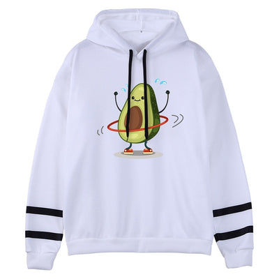 Sporty Cartoon Avocado Fleece Hoodie