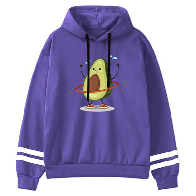 Sporty Cartoon Avocado Fleece Hoodie