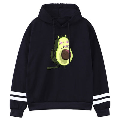 Sporty Cartoon Avocado Fleece Hoodie