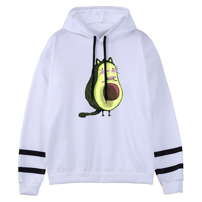 Sporty Cartoon Avocado Fleece Hoodie