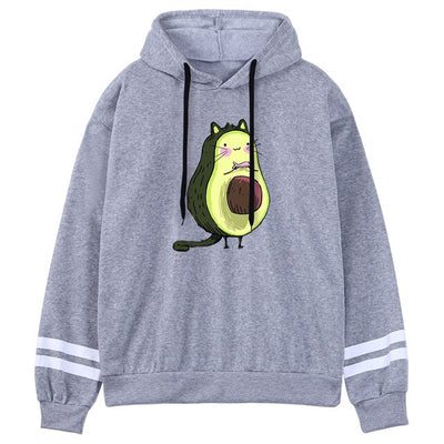 Sporty Cartoon Avocado Fleece Hoodie