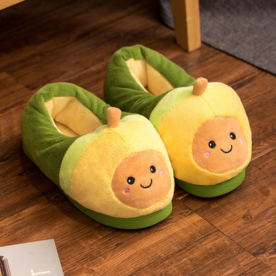 Kawaii Plush Avocado Slippers