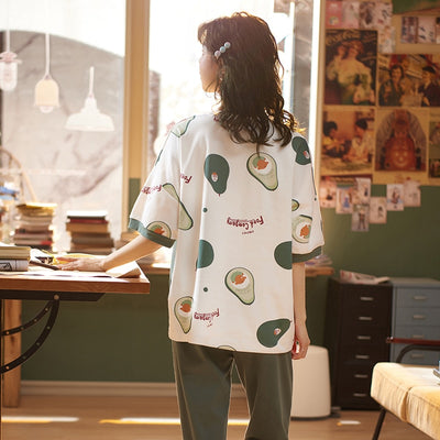 Summer Avocado Green Silk Pajama