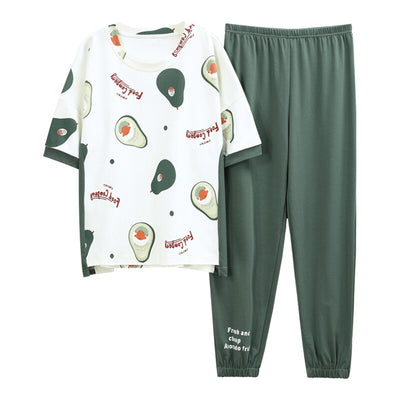 Summer Avocado Green Silk Pajama